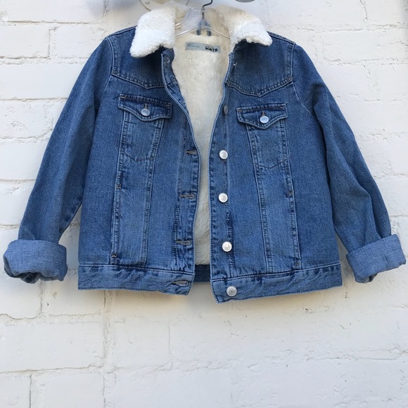 Topshop | Jackets & Coats | Topshop Petite Borg Faux Sherpa Lined Denim ...